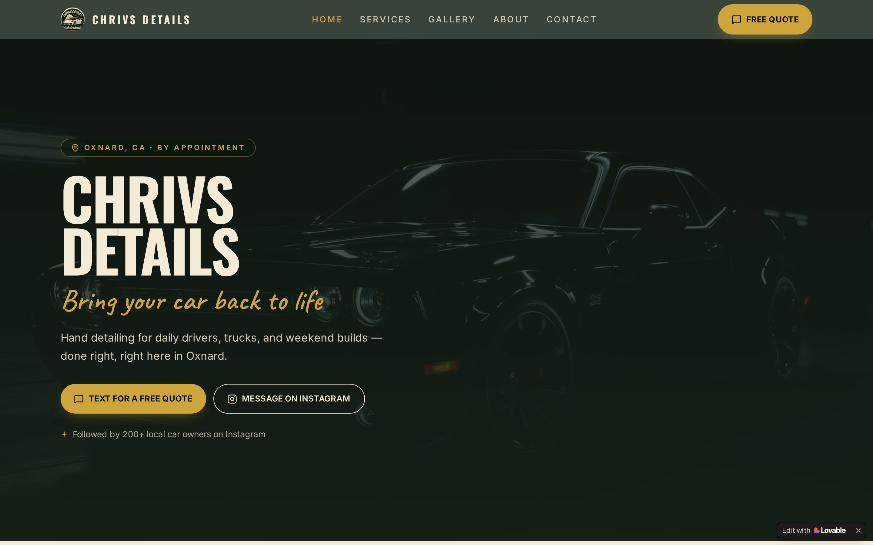 Chrivs Details website design mockup
